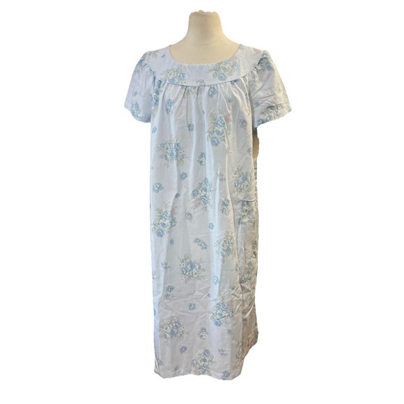 Mr B California Other - Mr B California House Dress Sz XL Vtg New Blue Floral Nightgown‎ Tradwife MuMu